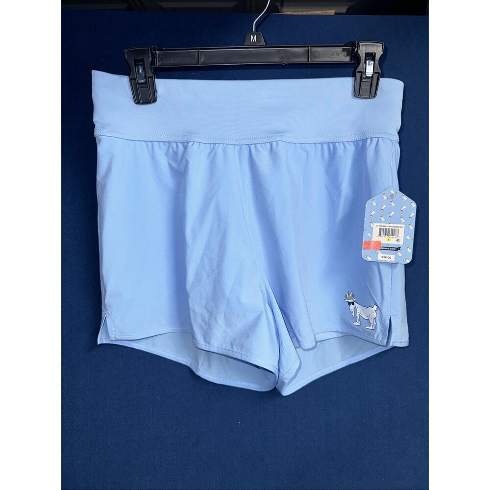 GOAT USA Womens Light Blue High Waisted Athletic Running Shorts Size Small NWT